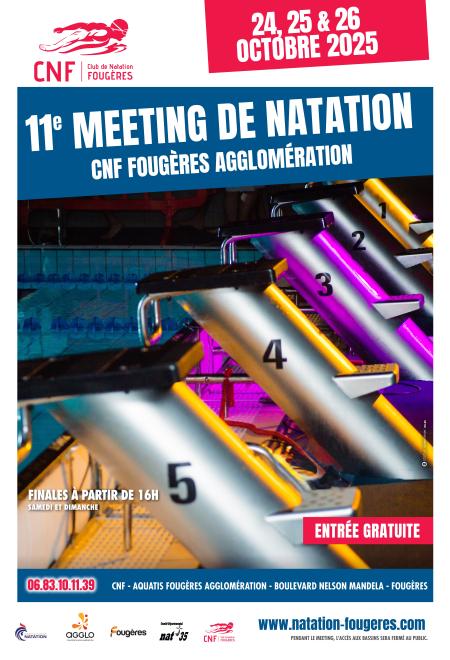 24-26 octobre 2025 – 11e Meeting de Natation CNF Fougères Agglomération